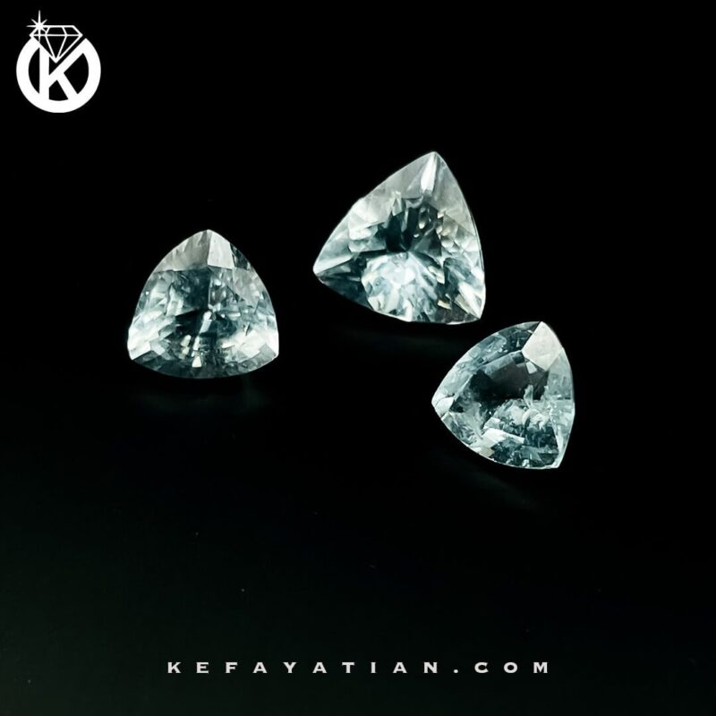 آکوامارین مثلث تراش Facet وزن 4.465ct